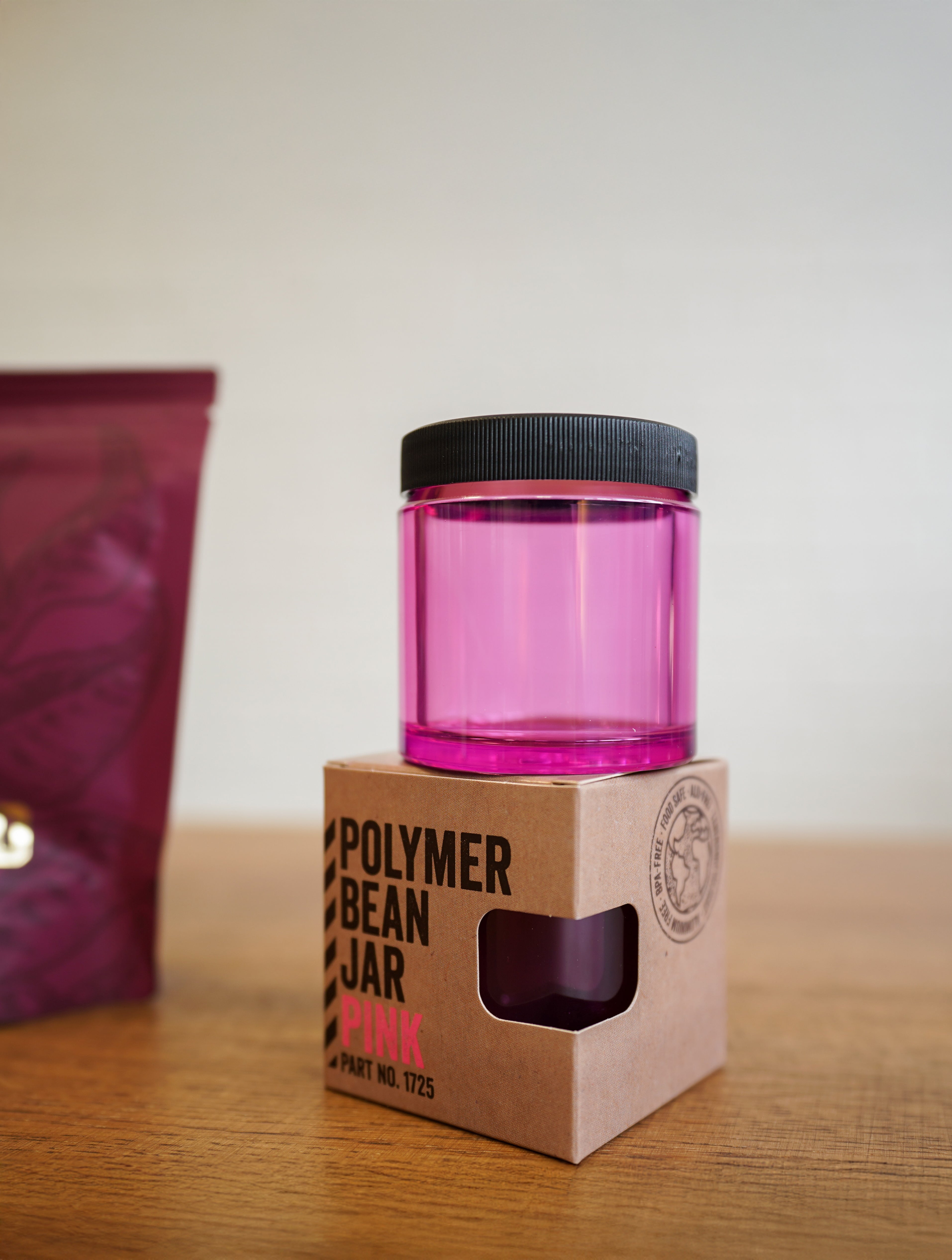 Polymer Bean Jar + lid, pink