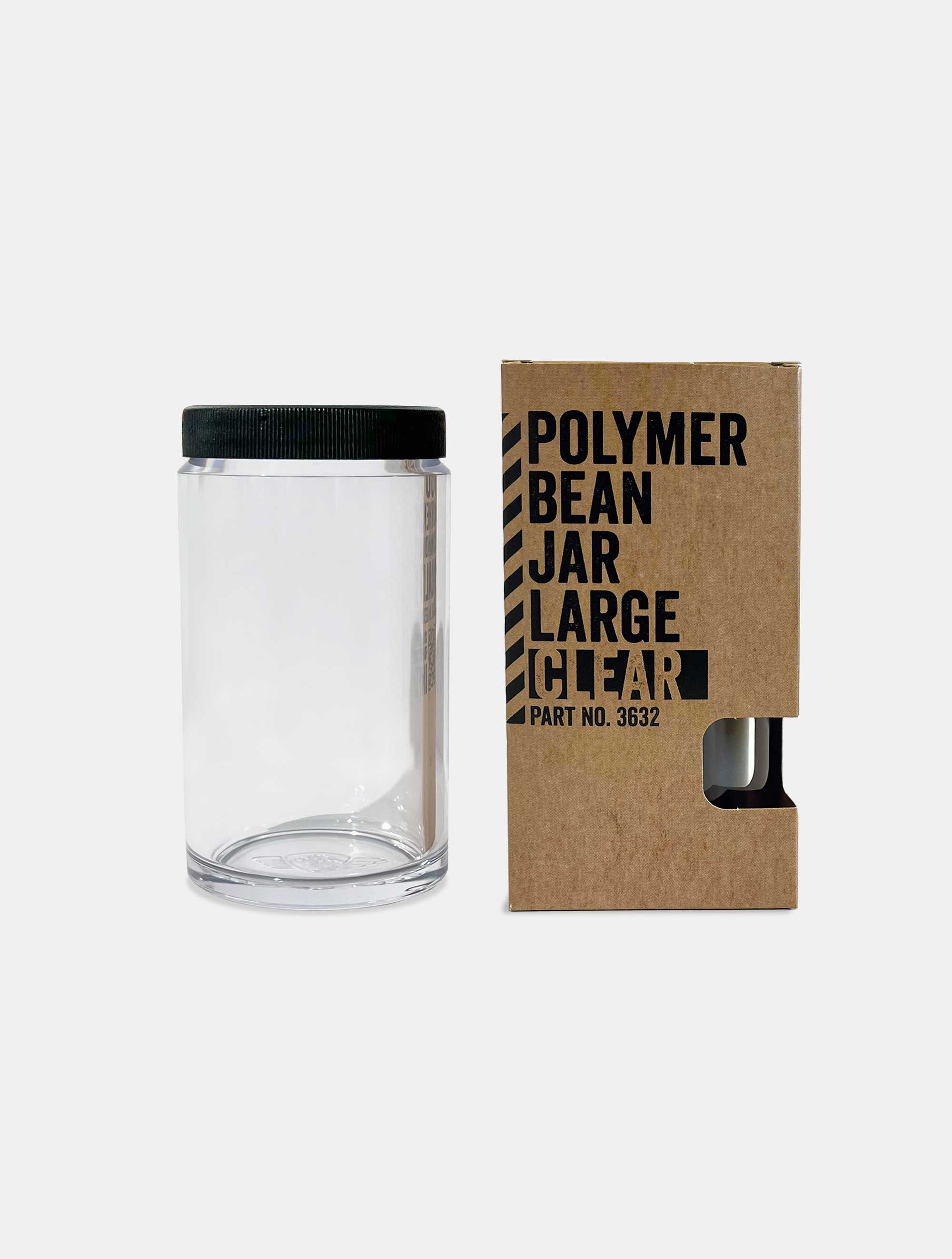 Polymer Bean Jar Large + lid, clear